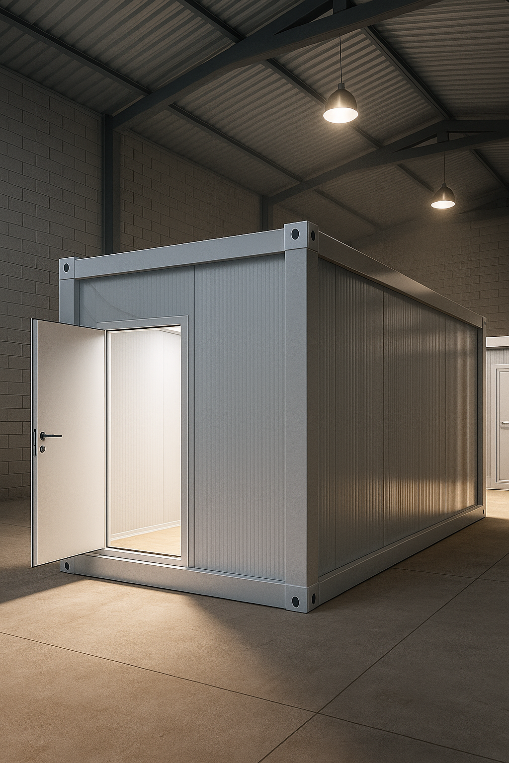 Escritório container no canteiro de obras — solução modular para gestão.