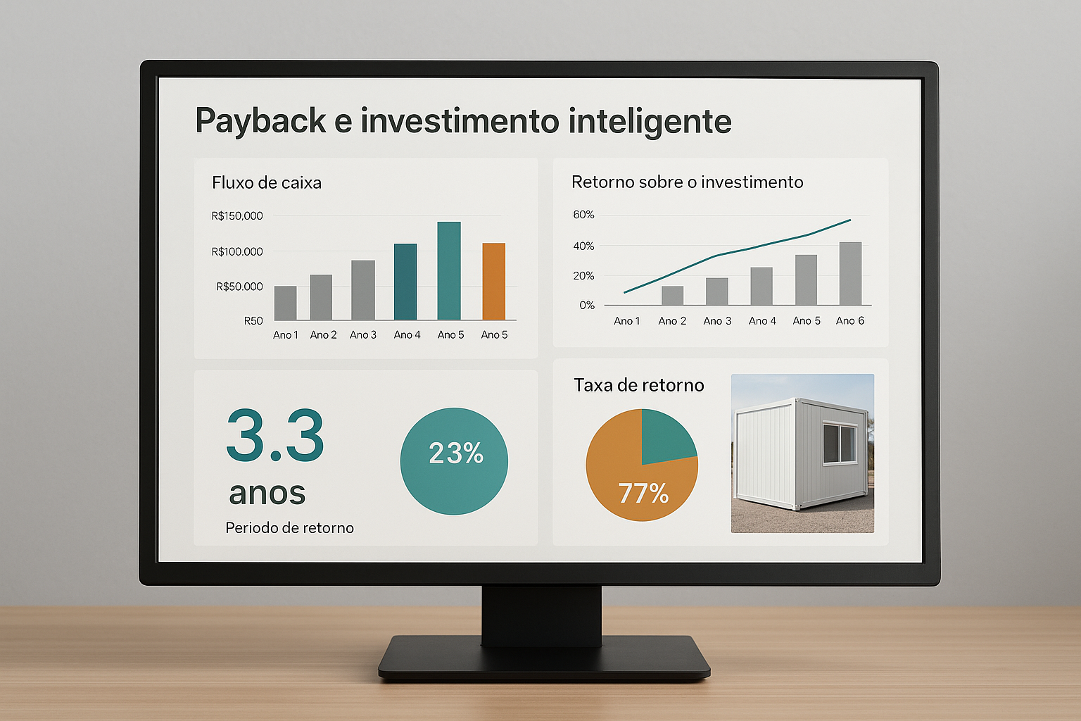 Gráfico simplificado de payback com módulos como ativo.